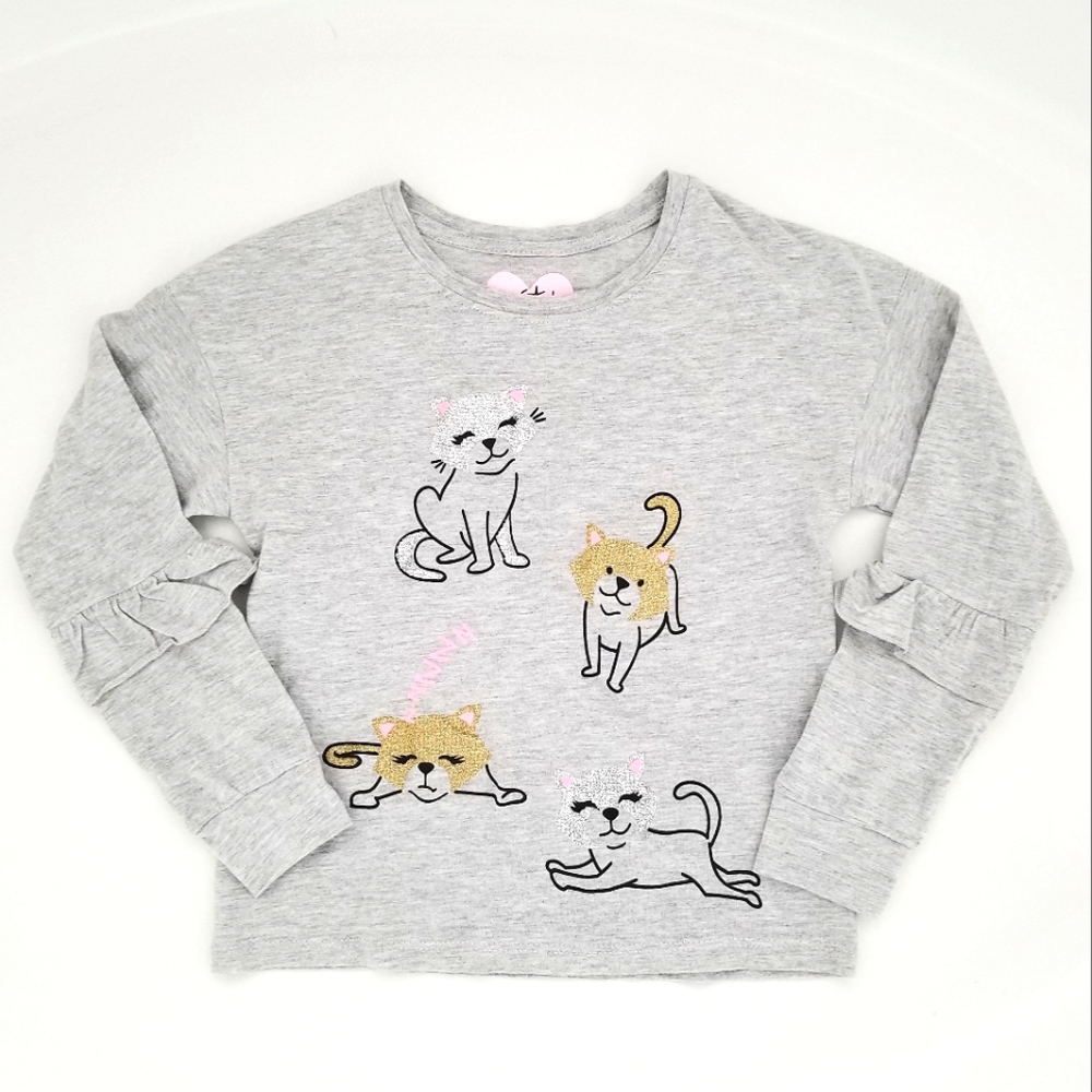Girls Gray Cat Long Sleeve Top Size 8 by Freestyle Revolution